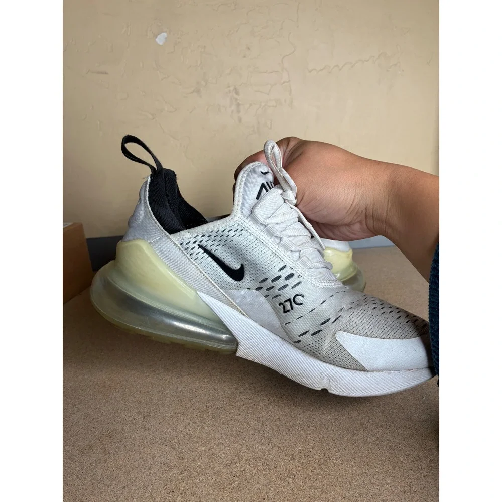 Nike Air Max 270 Womens White Black Running Shoes AH6789-100 Size 7